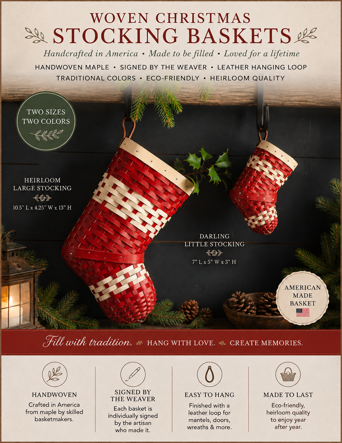 Handwoven Christmas Stocking Basket | Seasonal Pre-Order