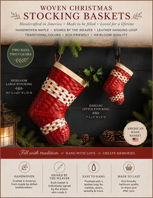 Handwoven Christmas Stocking Basket | Seasonal Pre-Order