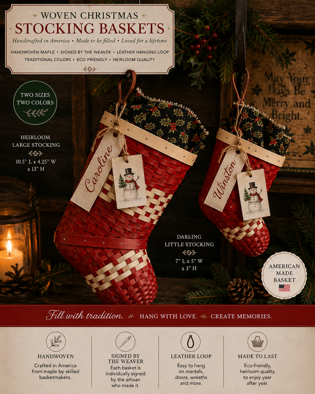 Handwoven Christmas Stocking Basket | Seasonal Pre-Order