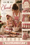 The Cherish Mama & Me Apron — handmade red gingham and floral cottage apron set