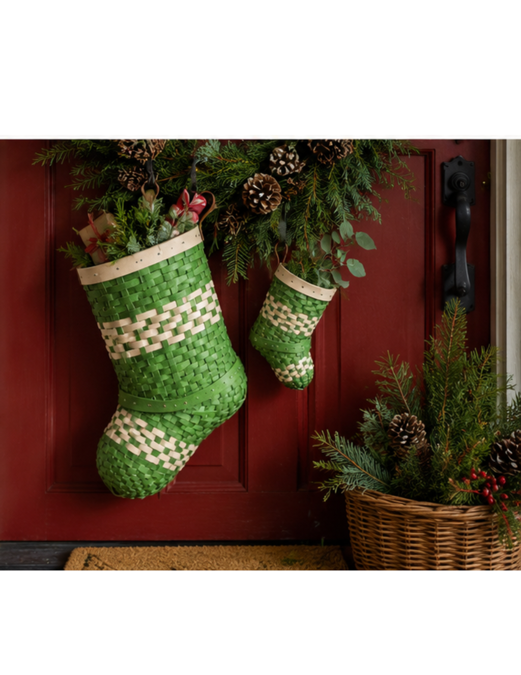 Handwoven Christmas Stocking Basket | Seasonal Pre-Order