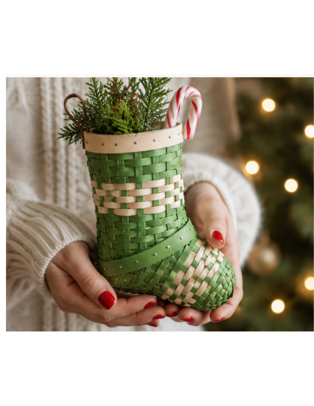 Handwoven Christmas Stocking Basket | Seasonal Pre-Order